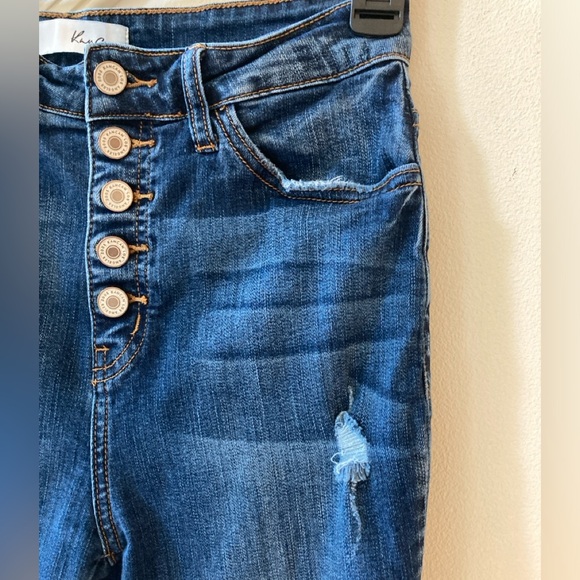 KANCAN Button Fly High Rise Distressed Skinny Jeans Stretchy Sz 26/5 - Picture 3 of 14